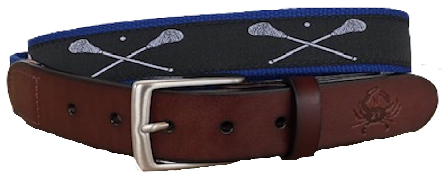 Black Lacrosse Leather Belt