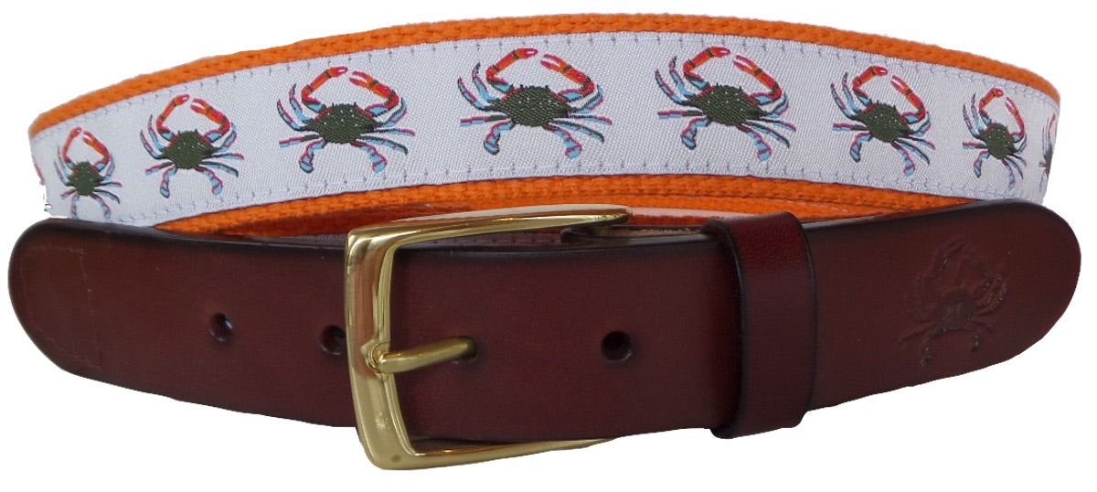 Blue Crab Leather Belt