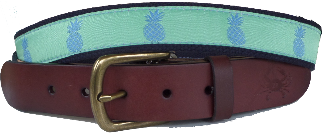 Blue Pineapple Leather Belt
