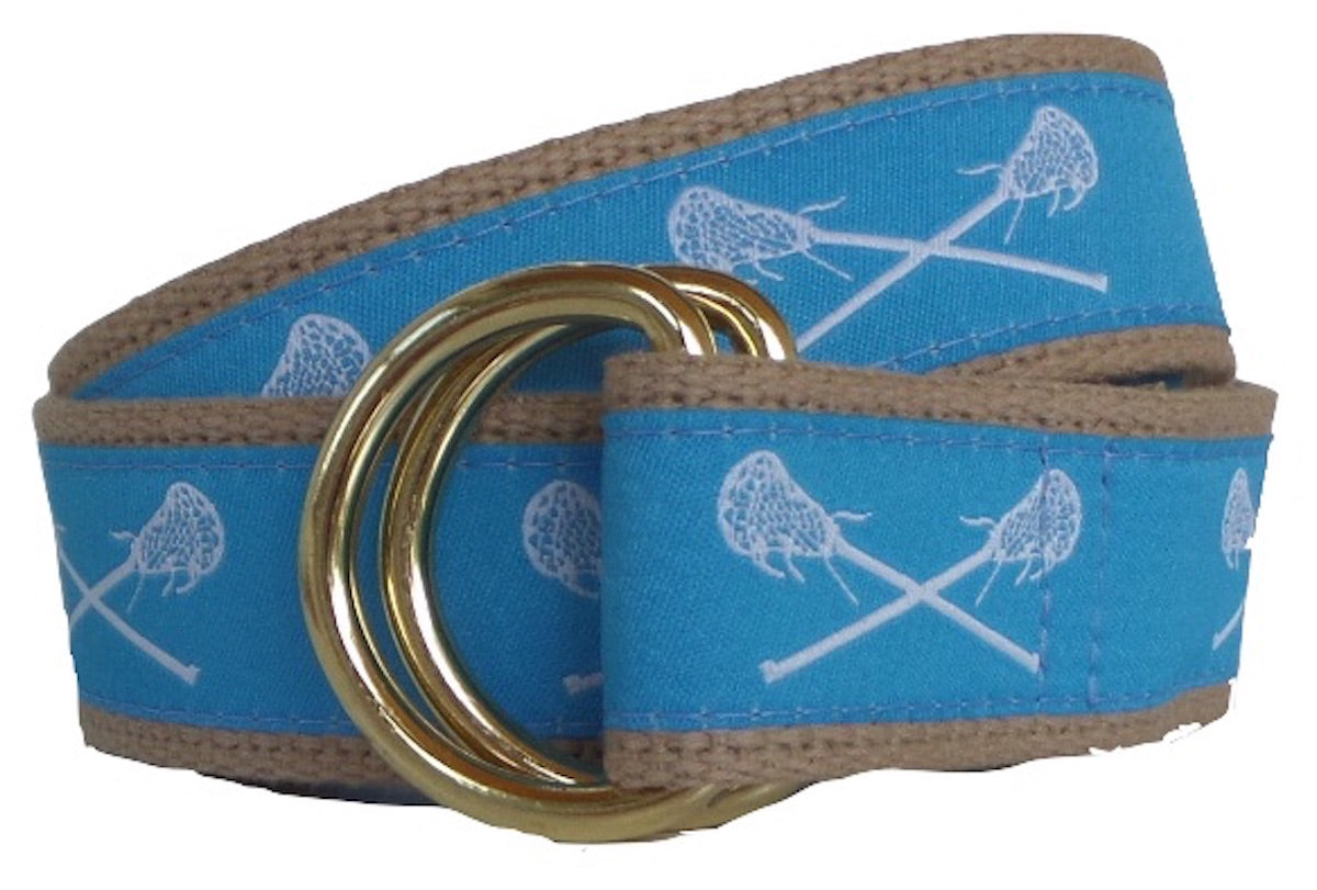 Carolina Blue Lacrosse Ribbon D-Ring Belt