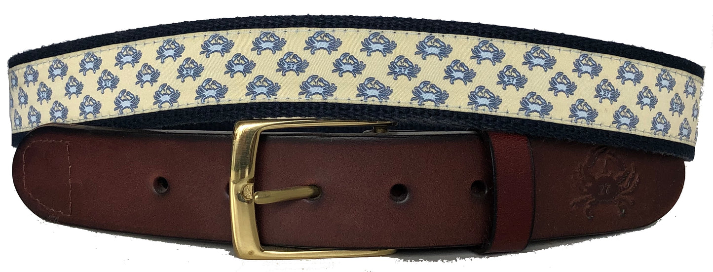 Blue Crabs Leather Belt