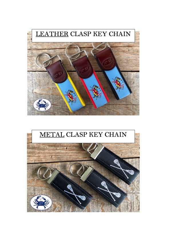 White Lacrosse Sticks on Navy Key Chain