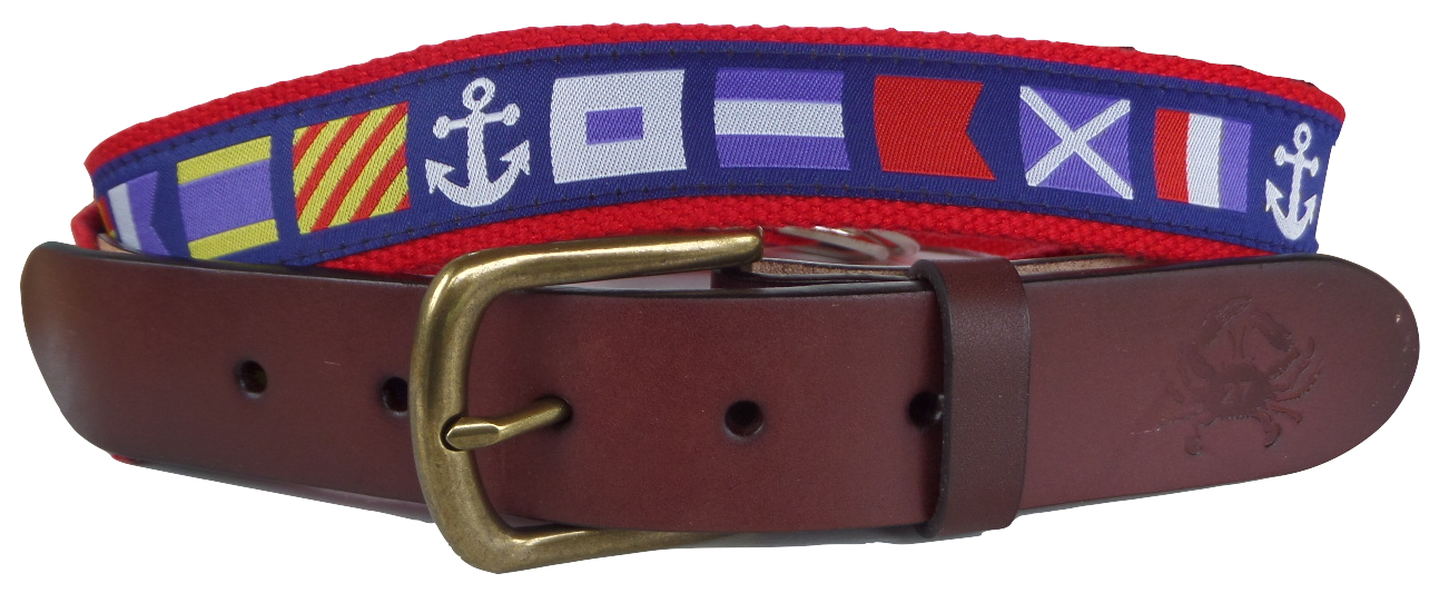 Nautical Flag Leather Belt