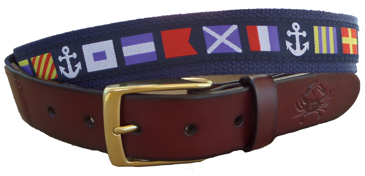 Nautical Flag Leather Belt