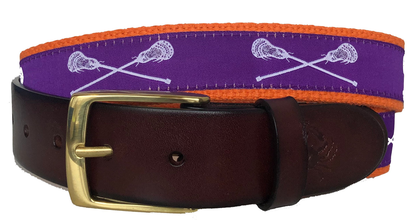 Purple and White Lacrosse Belt