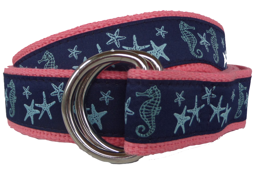 Seahorse and Starfish D-Ring Belt