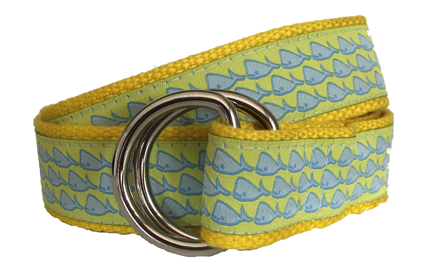 Whales on Sun Light Blue D-Ring Belt