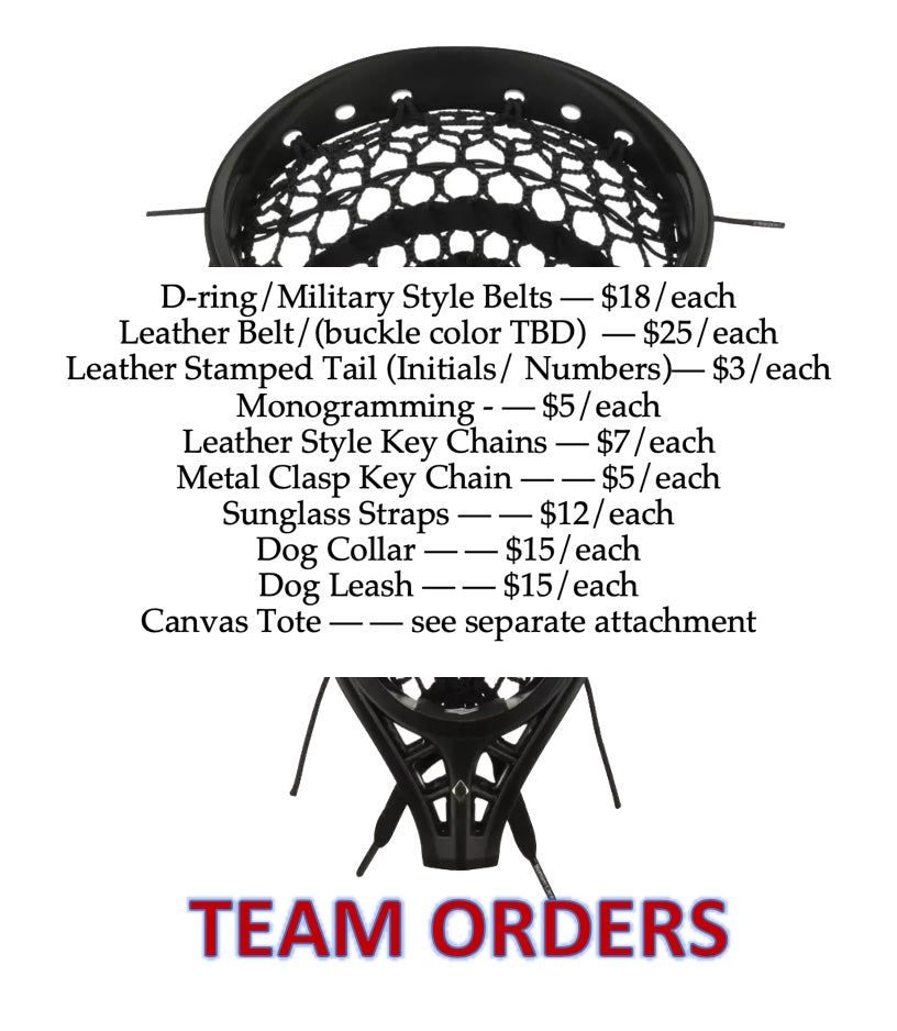 Team Lacrosse Belts with Stocked Ribbon
