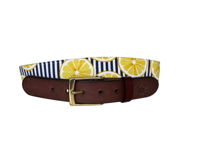 Lemon and Stripes Leather Belt