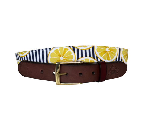 Lemon and Stripes Leather Belt