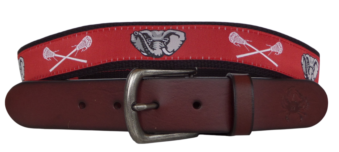 Somers Red Lacrosse Ribbon Leather Belt