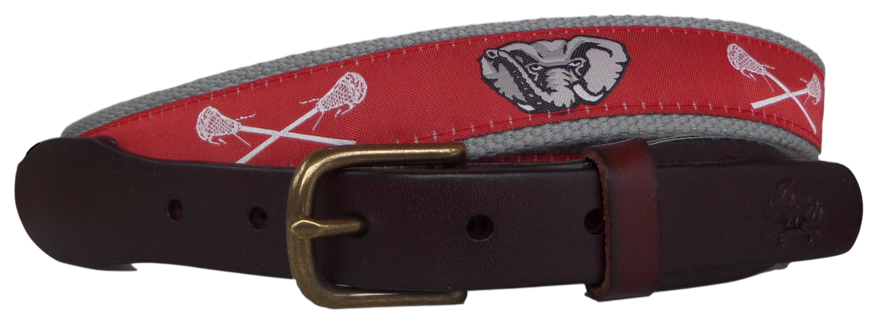 Somers Red Lacrosse Ribbon Leather Belt