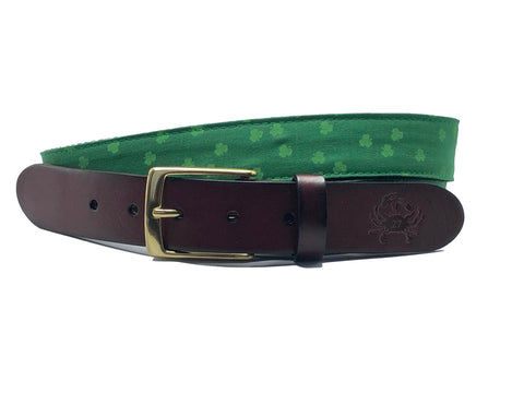 Mini Shamrock Leather Belt/ St. Patrick's Day Belt