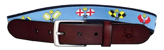Nautical Flag Pickle Ball Leather Belt