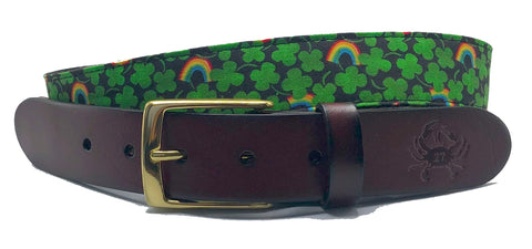 Shamrock and Rainbow Leather Belt/ St. Patrick's Day Belt