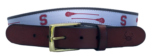 Somers White Lacrosse Ribbon Leather Belt