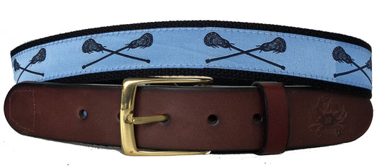 Black Lacrosse Sticks on Carolina Blue Lacrosse Belt