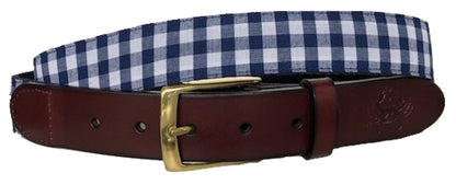 Blue Checkered Leather Belt