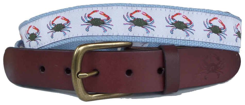 Blue Crab Leather Belt