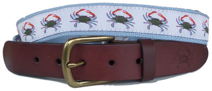 Blue Crab Leather Belt