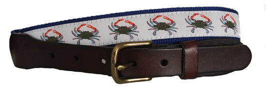 Blue Crab Leather Belt
