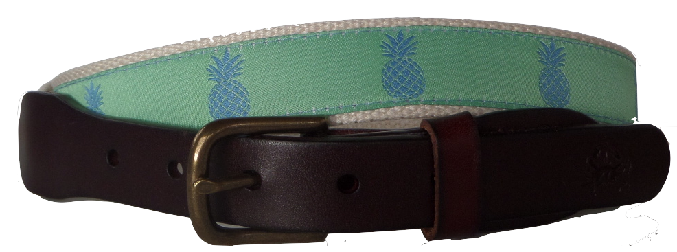Blue Pineapple Leather Belt