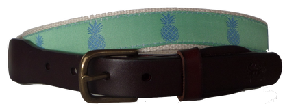 Blue Pineapple Leather Belt