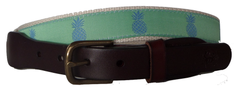 Blue Pineapple Leather Belt