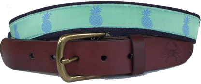Blue Pineapple Leather Belt