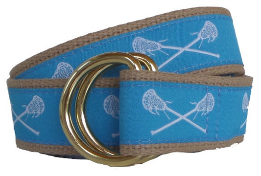 Carolina Blue Lacrosse Ribbon D-Ring Belt