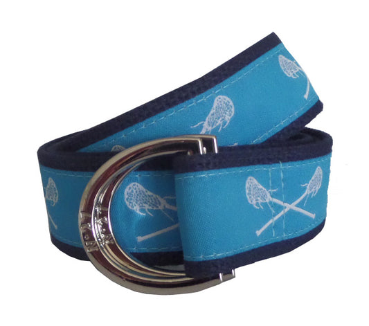 Carolina Blue Lacrosse Ribbon D-Ring Belt