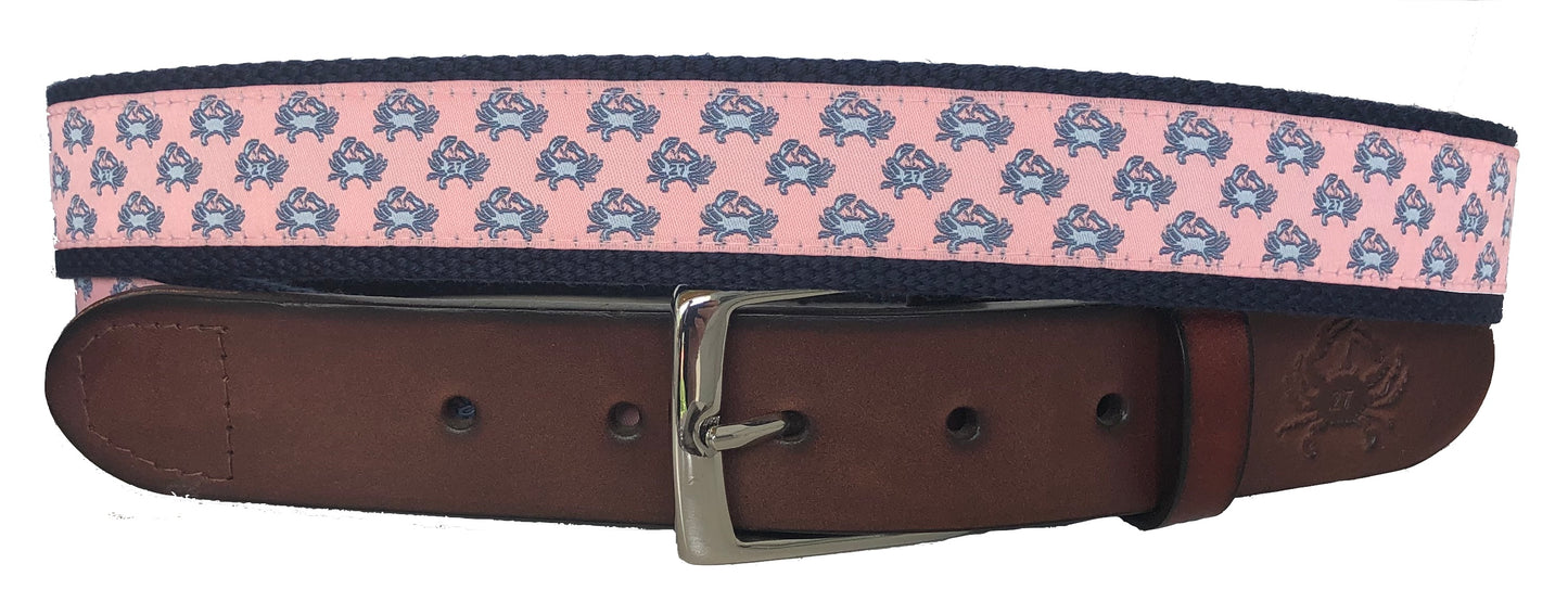 Blue Crabs Leather Belt