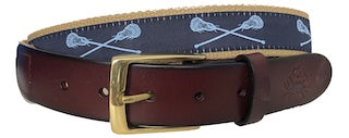 Light Blue (Carolina Blue) Lacrosse Sticks on Navy Blue Lacrosse Belt