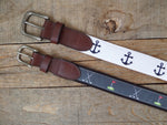 Blue Checkered Leather Belt