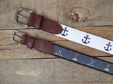 Maroon and White Lacrosse Leather Belt