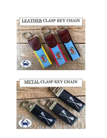 Carolina Blue Lacrosse Sticks on White Key Chain