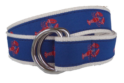 Nautical Navy Anchor and Red Seersucker Fabric D-Ring Belt – No27inc
