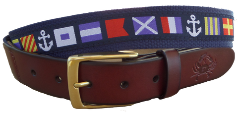 Nautical Flag Leather Belt