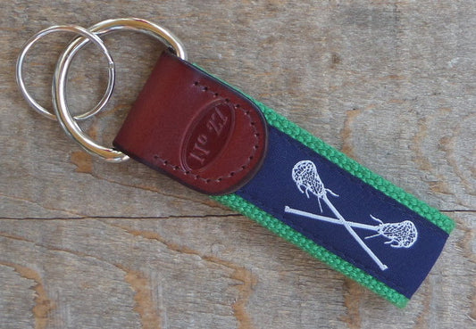 Navy Lacrosse Leather Key Chain