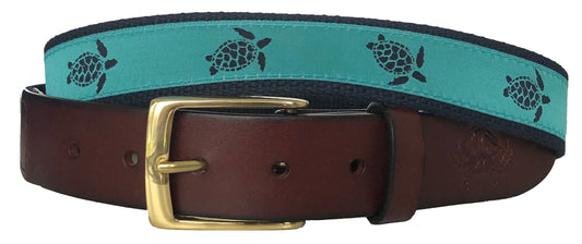 Navy Sea Turtle Leather Belt