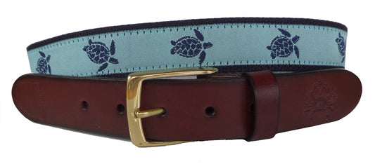 Navy Sea Turtle Leather Belt