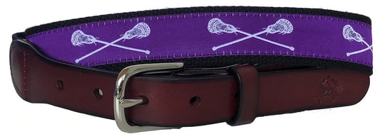 White Lacrosse Sticks on Purple Lacrosse Belt
