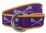 White Lacrosse Sticks on Purple Lacrosse Belt