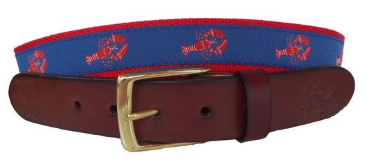 Lobster on Red Webbing Leather Belt