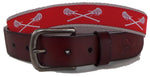 Red and White Lacrosse Leather Belt