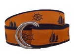 Navy Sailboat and Helm D-Ring Belt