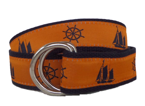 Navy Sailboat and Helm D-Ring Belt