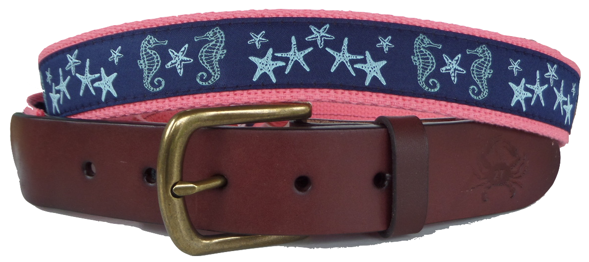 Seahorse and Starfish Leather Belt