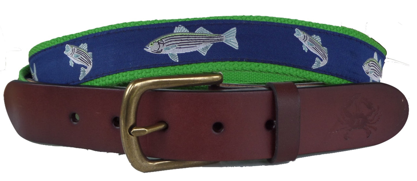 Striped Bass Leather Belt