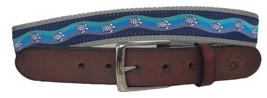 Sea Turtle Wave Leather Belt
